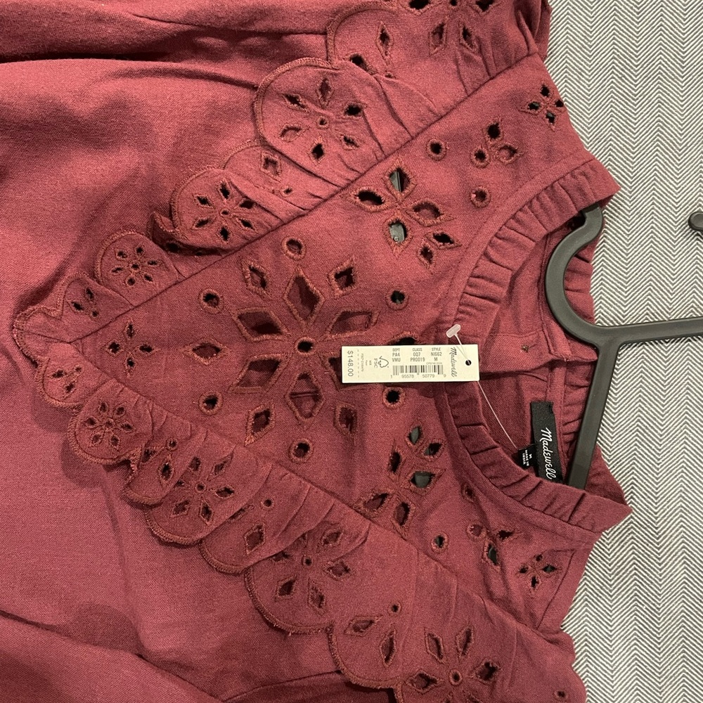 Embroidered Ruffled Flannel Mini Dress - Picture 6 of 9